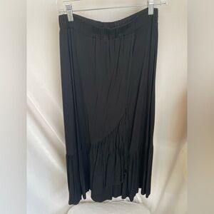 Michael Stars black Wrap Ruffle Skirt Slit Maxi Light Soft Jersey size S